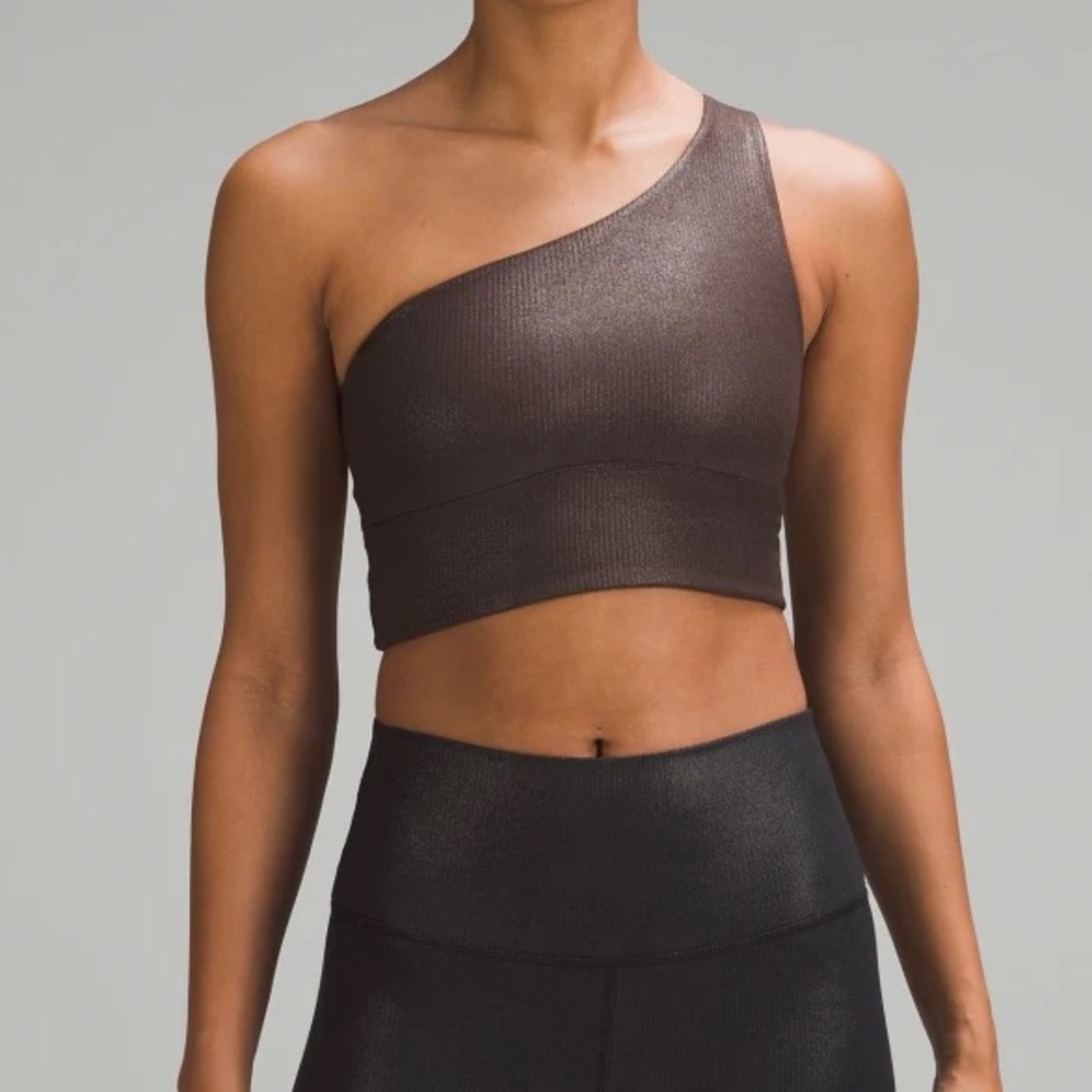 lululemon Align™ Asymmetrical Rib Bra A/B Shine Espresso, Size 8